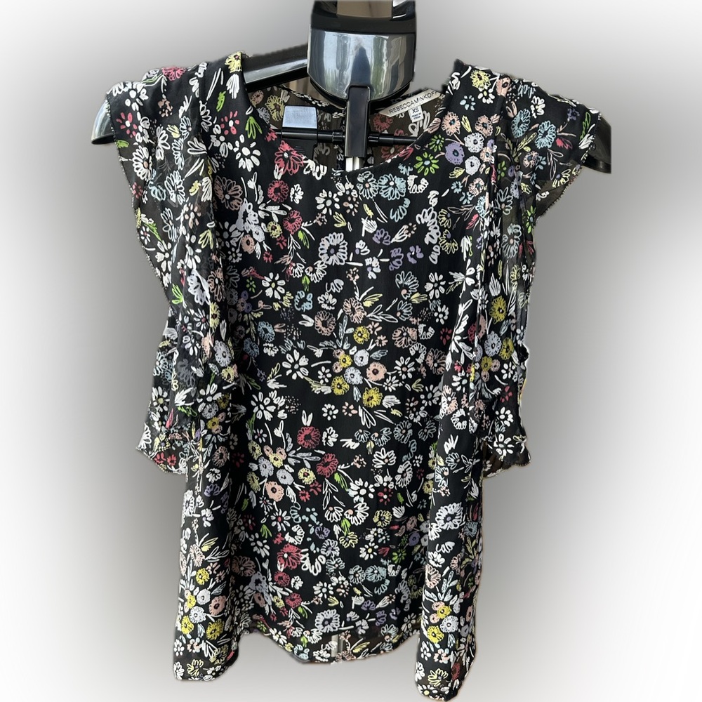 Rebecca Minkoff Black Monsoon Cold Shoulder Blouse in XS